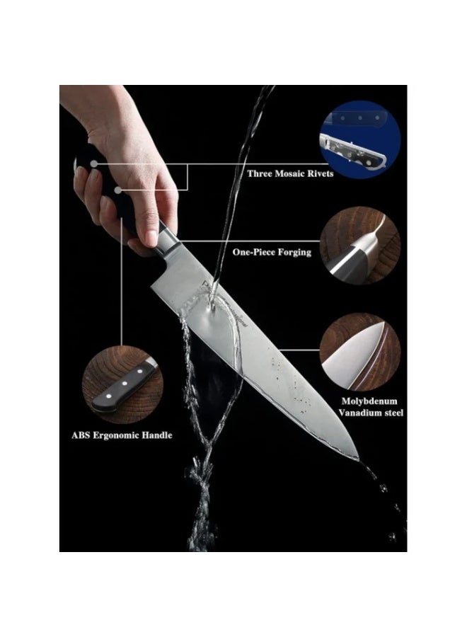PICASO Cooking Knife, 10.6 inch Pro Kitchen Knife Forged from Japanese Molybdenum Vanadium steel, Ultra-sharp Classic Cooks Knife Balanced Ergonomic Handle & Sheath–Safe for Home Kitchen - Image 3
